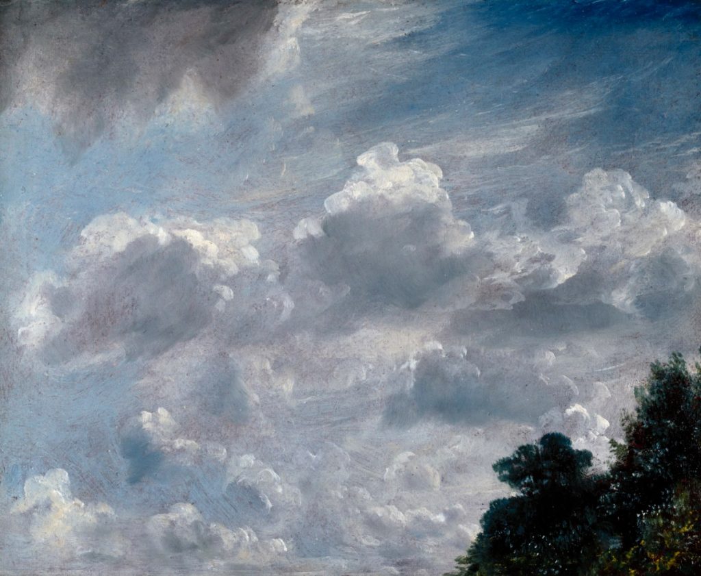 Landscape paintings Constable McTaggart: John Constable, Cloud Study, Hampstead, Tree at Right, 1821, The Royal Academy of Arts, London, England, UK.