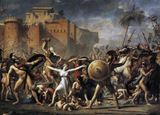 Romanticism: Jacques-Louis David, The Intervention of the Sabine Women, 1799, Louvre, Paris, France.
