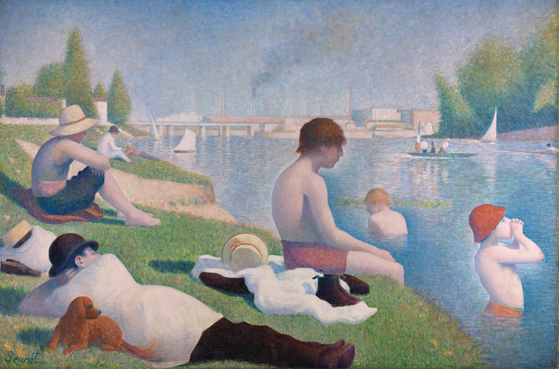 The Art of Hygge: Georges Seurat, Bathers at Asnieres. A group of Bathers sit at the banks of the Seine in the heat of a Parisian afternoon.