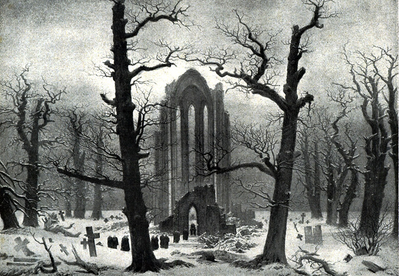 Caspar David Friedrich, Monastery Graveyard in the Snow, 1918, destroyed