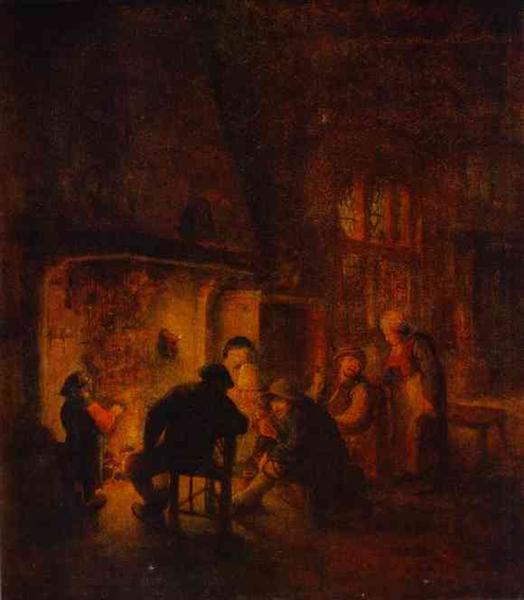 Hygge in Art: Adriaen van Ostade, A Talk at Fireplace, c.1640, Hermitage Museum, St. Petersburg, Russia.