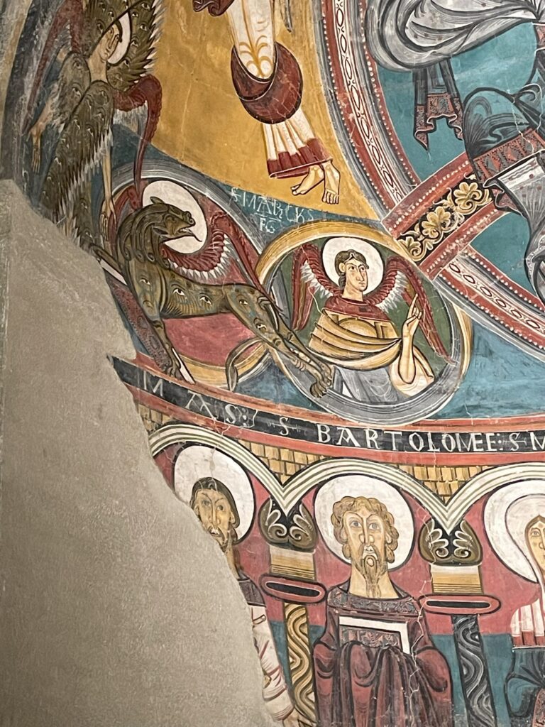 Romanesque art Barcelona: Frescoes of the apse of Sant Climent in Taüll, 1123, Museu Nacional d’Art de Catalunya, Barcelona, Spain. Photograph by the author.
