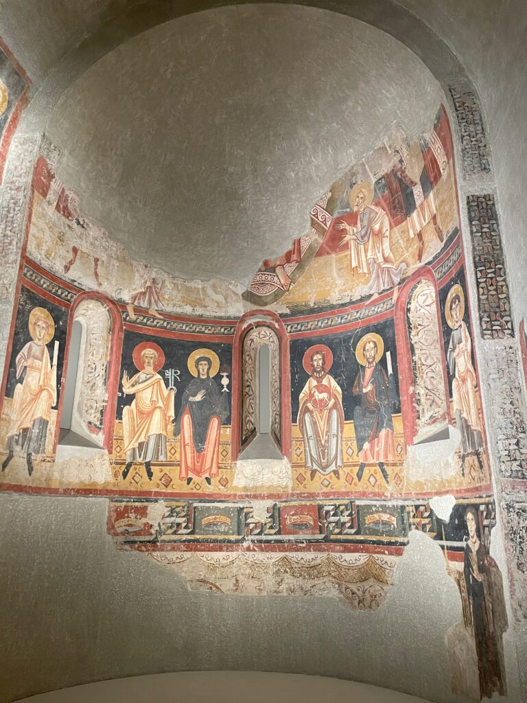 Romanesque art Barcelona: Frescoes of the apse of Sant Pere del Burgal, ca. 1100, Museu Nacional d’Art de Catalunya, Barcelona, Spain. Photograph by the author.
