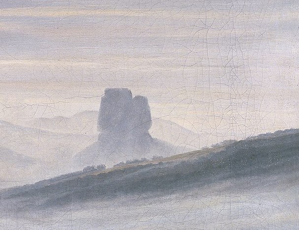 Wanderer above the Sea of Fog: Caspar David Friedrich, Wanderer above the Sea of Fog, c. 1818, Hamburger Kunsthalle, Hamburg, Germany. Detail.
