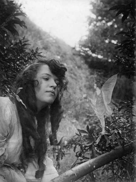 Secrets of ghost photography: Frances Griffiths, Fairy Offering Posy of Harebells to Elsie, 1917, Cottingley, England, UK.