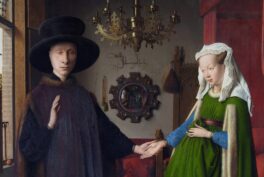 Jan van Eyck, The Arnolfini Portrait (detail), 1434, The National Gallery, London, England.