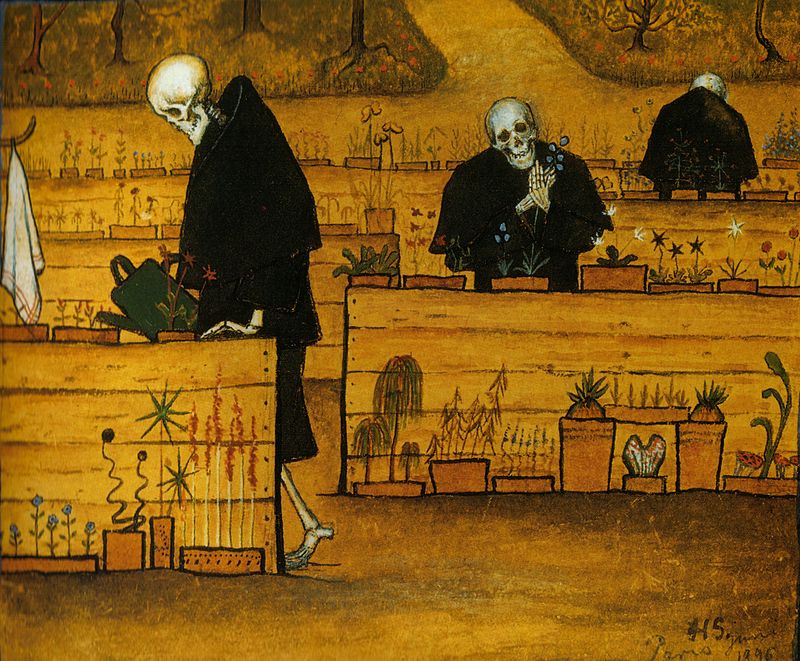 halloween paintings: 10 Halloween Paintings: Hugo Simberg, The Garden of Death, 1896, Ateneum, Helsinki, Finland.
