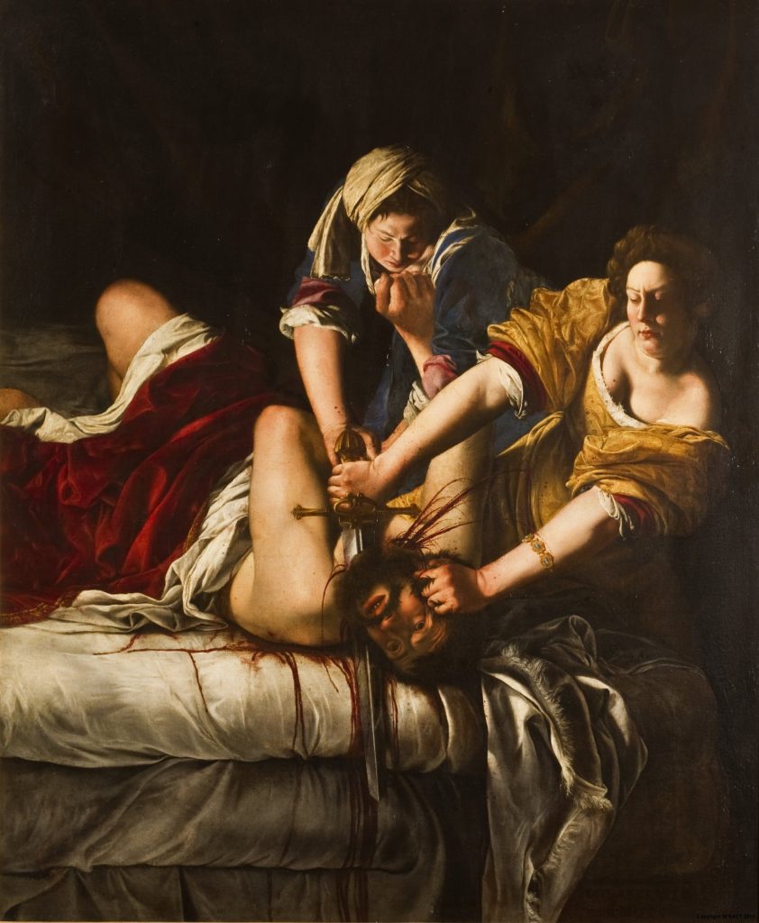 Tenebrism: Artemisia Gentileschi, Judith Slaying Holofernes, 1614-1621, Uffizi Gallery, Florence, Italy.

