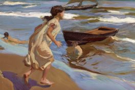 Joaquín Sorolla, Playing at the Beach, 1915, private collection. Wikimedia Commons (public domain). Detail.