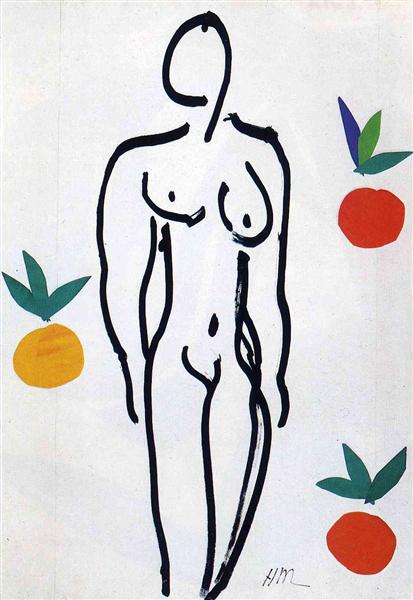 Paintings with oranges: Henri Matisse, Nude with Oranges, 1951, private collection. Wikimedia Commons.