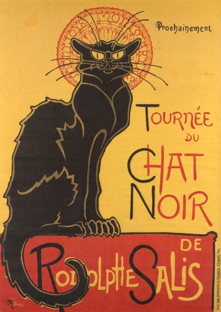 Black Cats art: Théophile-Alexandre Steinlen, Tournée du Chat Noir de Rodolphe Salis, 1896, chromolithograph, Zimmerli Art Museum at Rutgers University, New Brunswick, NJ, USA. Wikimedia Commons (public domain).
