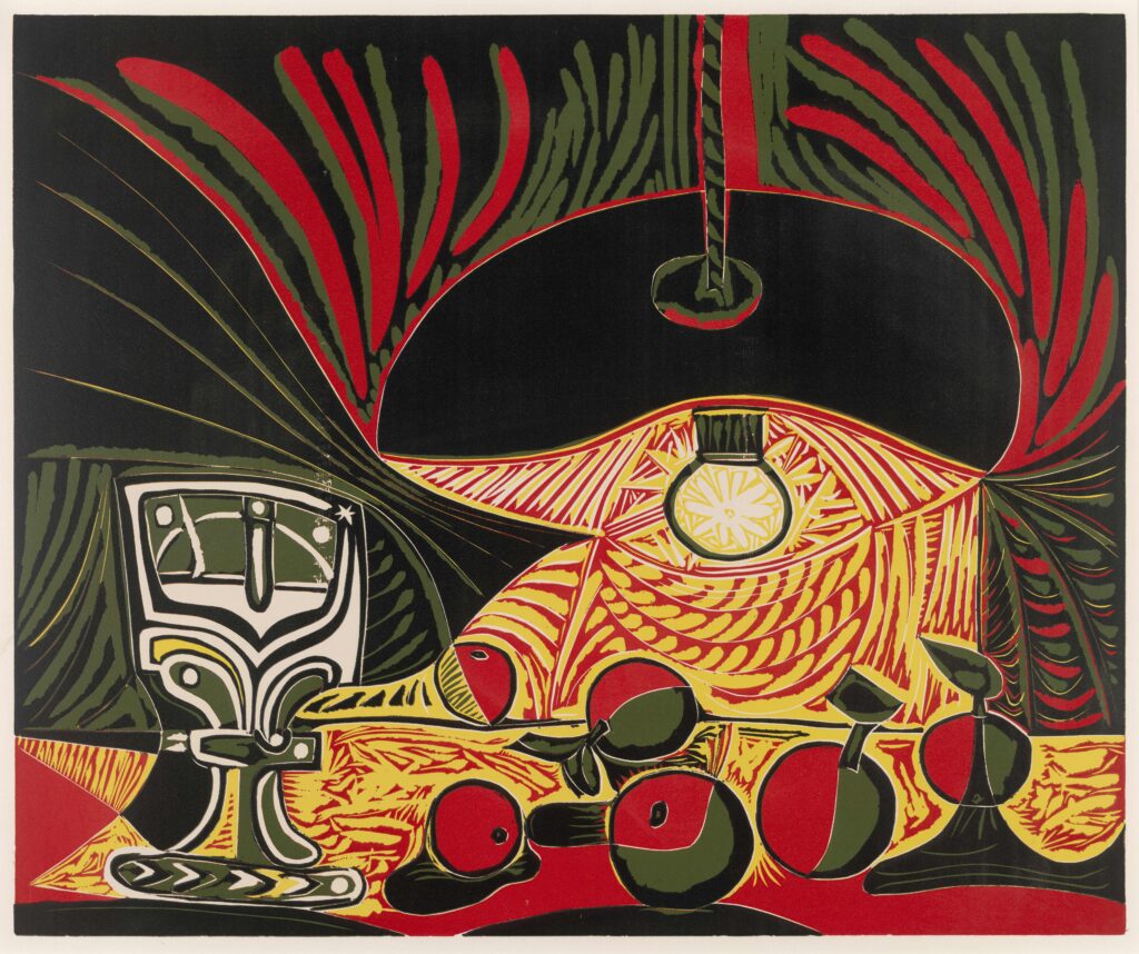 Picasso printmaking: Pablo Picasso, Still Life under the Lamp, 1962, British Museum, London, UK. © Succession Picasso/DACS, London 2024.
