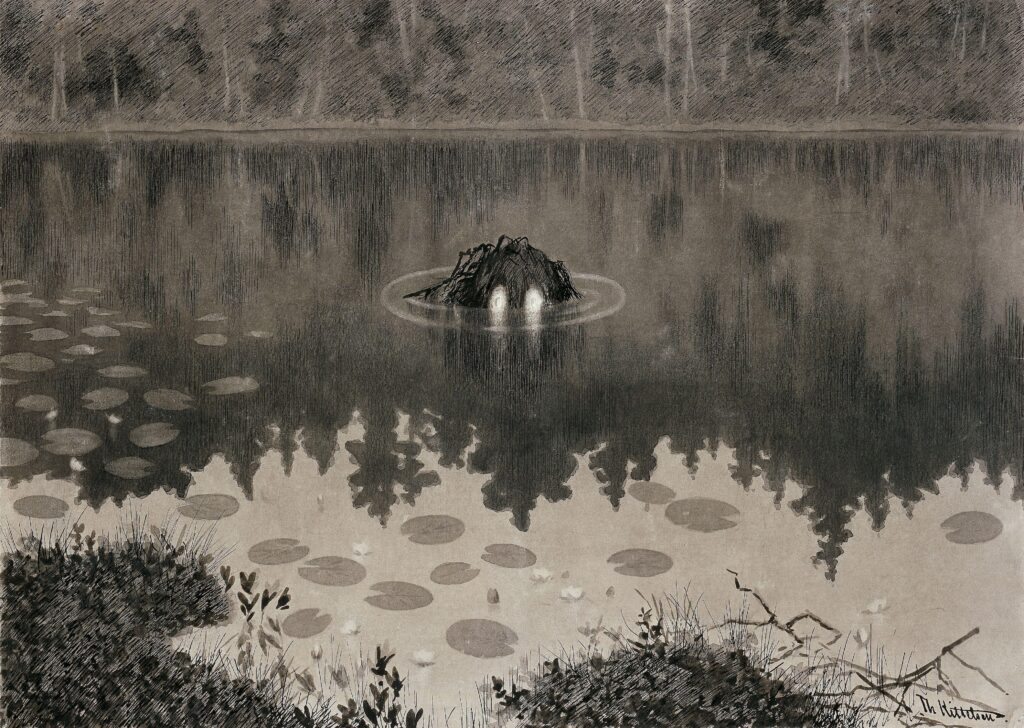 halloween paintings: 10 Halloween Paintings: Theodor Kittelsen, The Water Sprite, 1887–1892. Wikimedia Commons (public domain).
