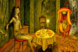 Remedios Varo, An unexpected visit, 1958.